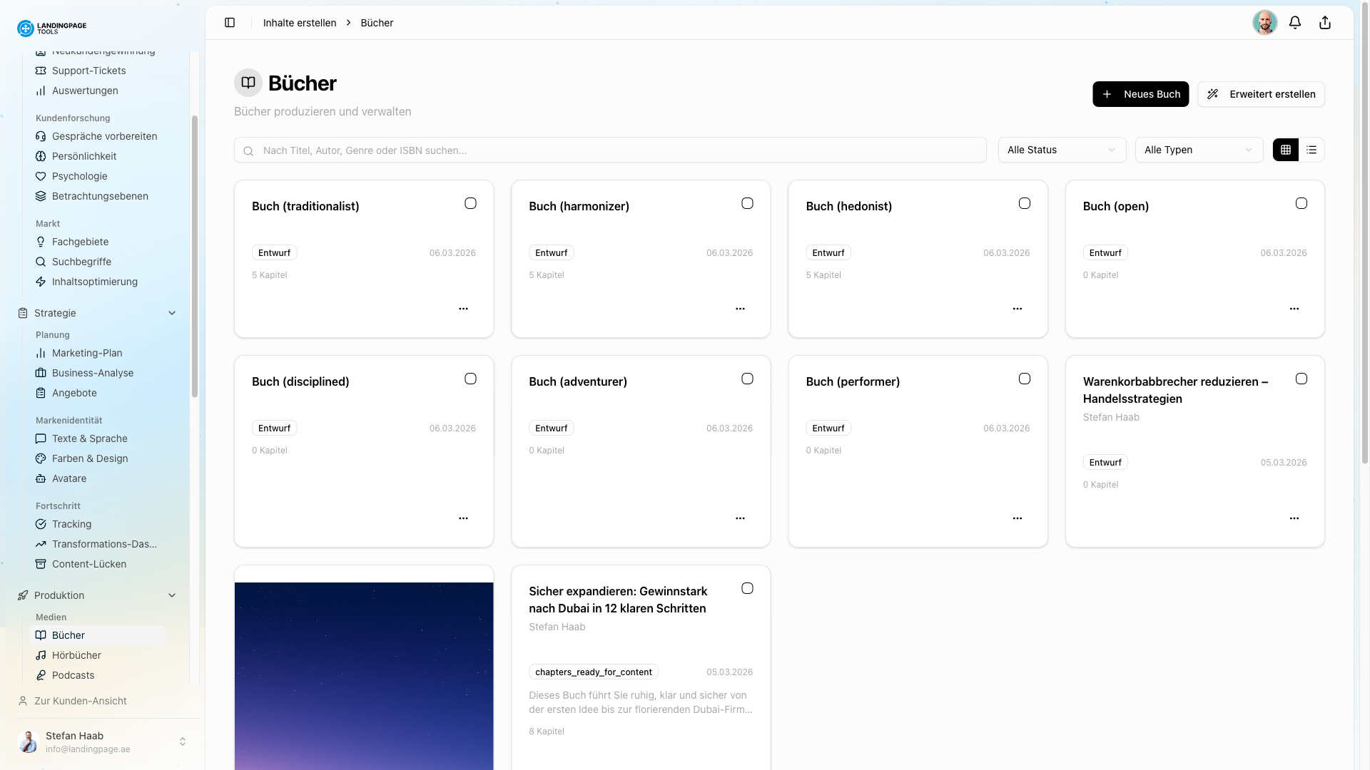 Screenshot: Print-Export in der landingpage.tools Plattform